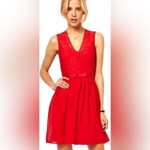 ASOS 4 Red Mini Fit & Flare Dress